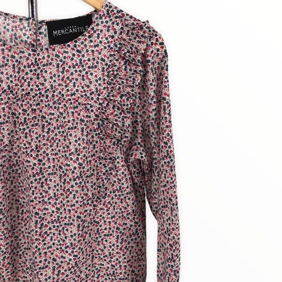 J Crew Mercantile Ditsy Floral Ruffle Trim Cotton 3/4 Sleeve Top NWT - Picture 4 of 12